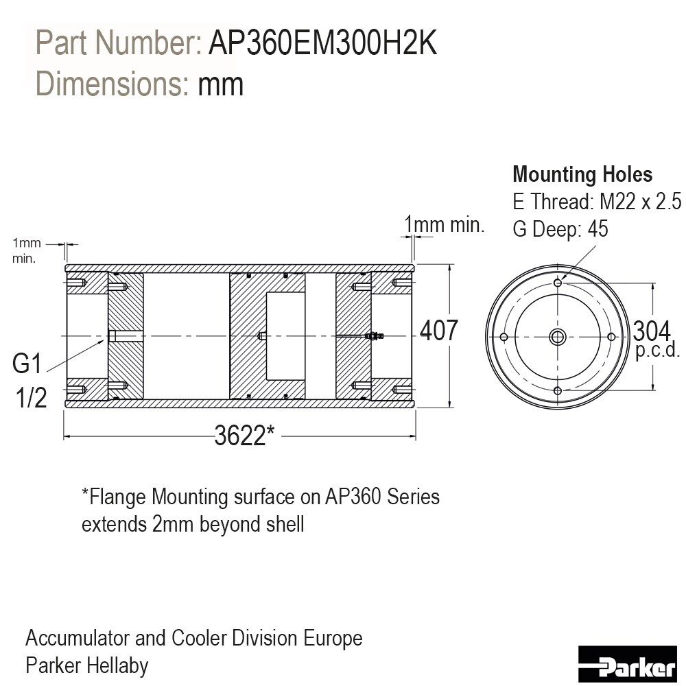 Parker Piston accumulator for high performance applications - AP Series - (Europe) DTA Hydraulics